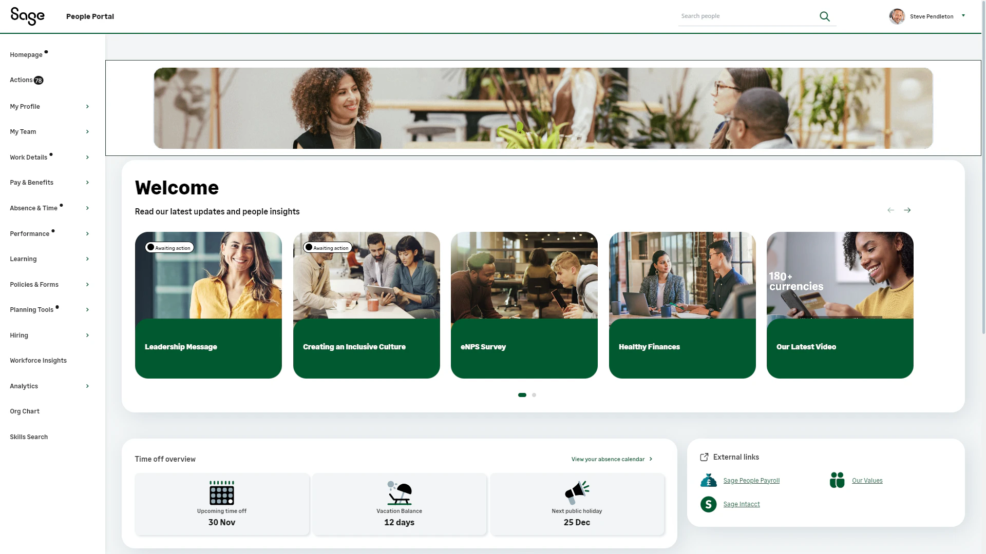 screenshot of Sage People